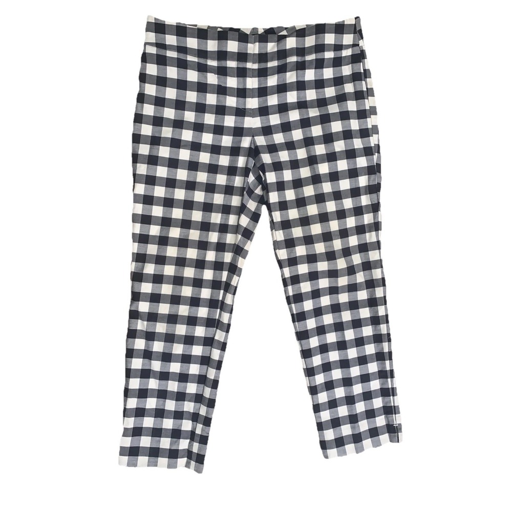 Ann Taylor Pants Womens 4 Petite Black White Checkered Stretch Devin Fit Cropped